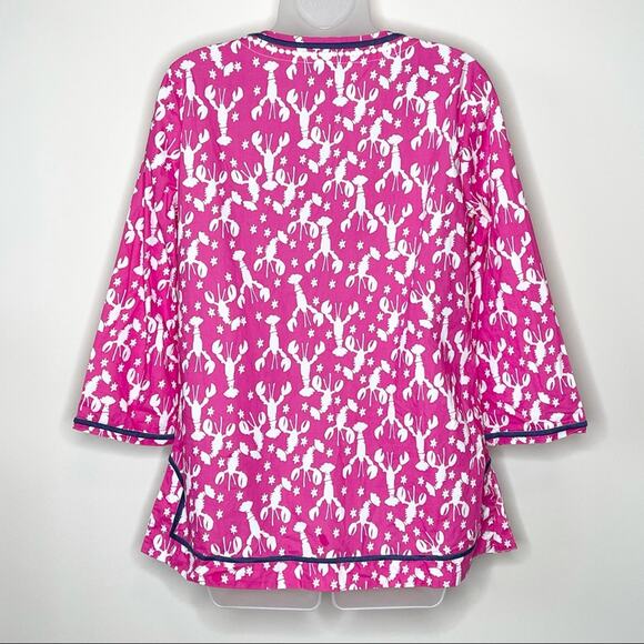 NWOT TALBOTS pink lobster & starfish novelty print cotton rockstar tunic size xs - Picture 5 of 7